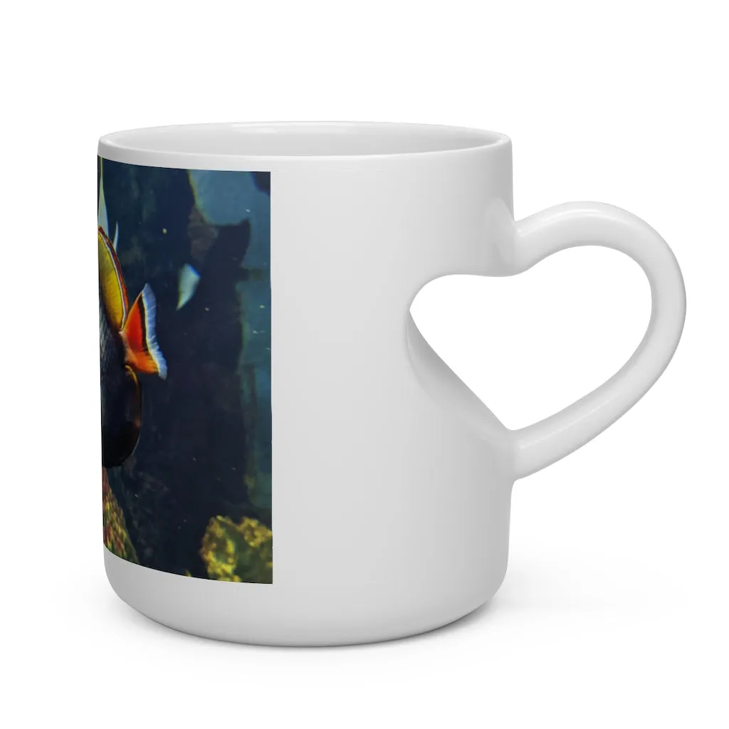 White Black Fish Heart Shape Mug