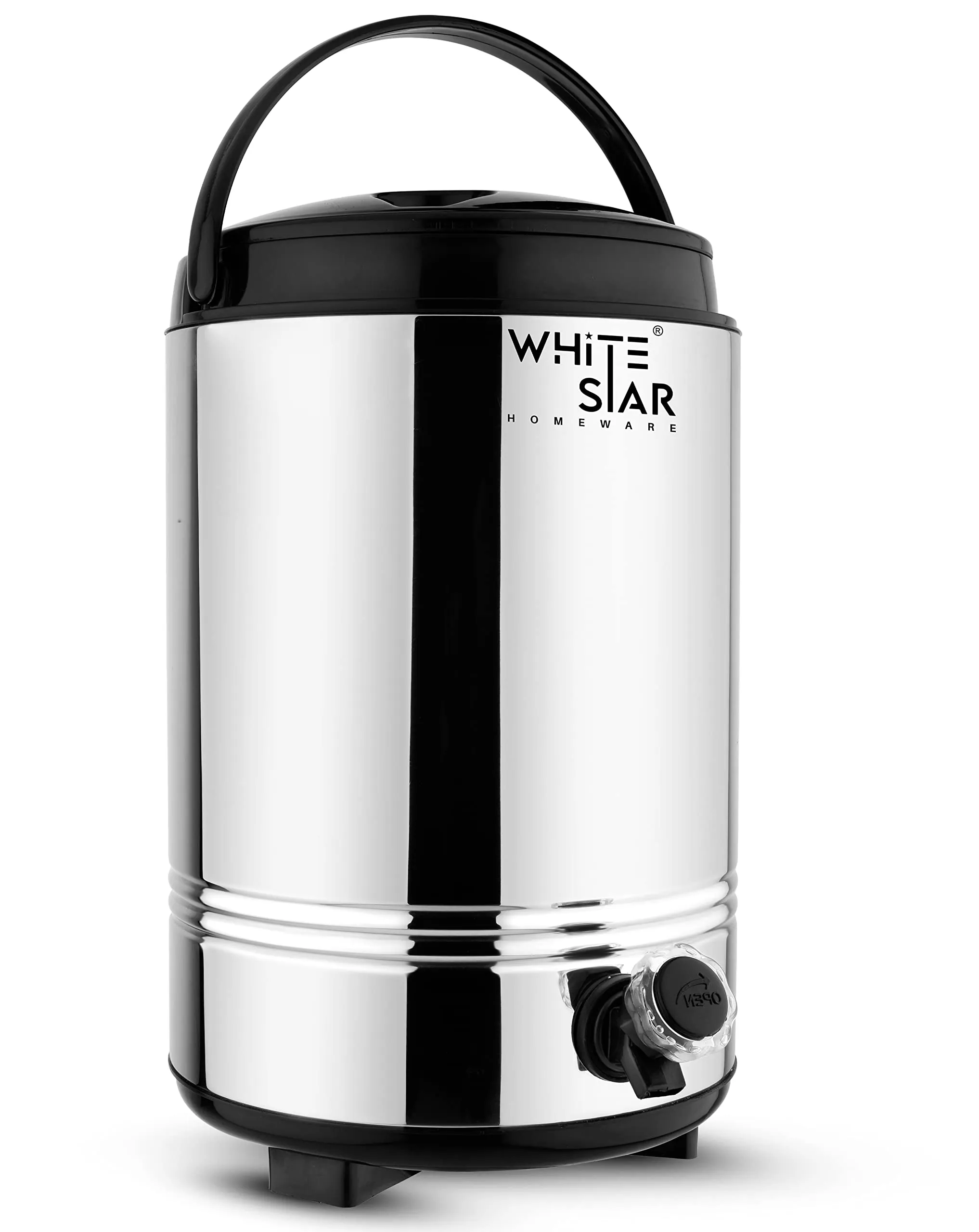 WHITESTAR Stainless Steel Office Water Dispenser 10 Liters of Water Storage Containers with Leak-Proof Tap I Hot and Cold Water Camper/Jug I PUF Insulated Thermosteel I Easy to Carry & Maintain