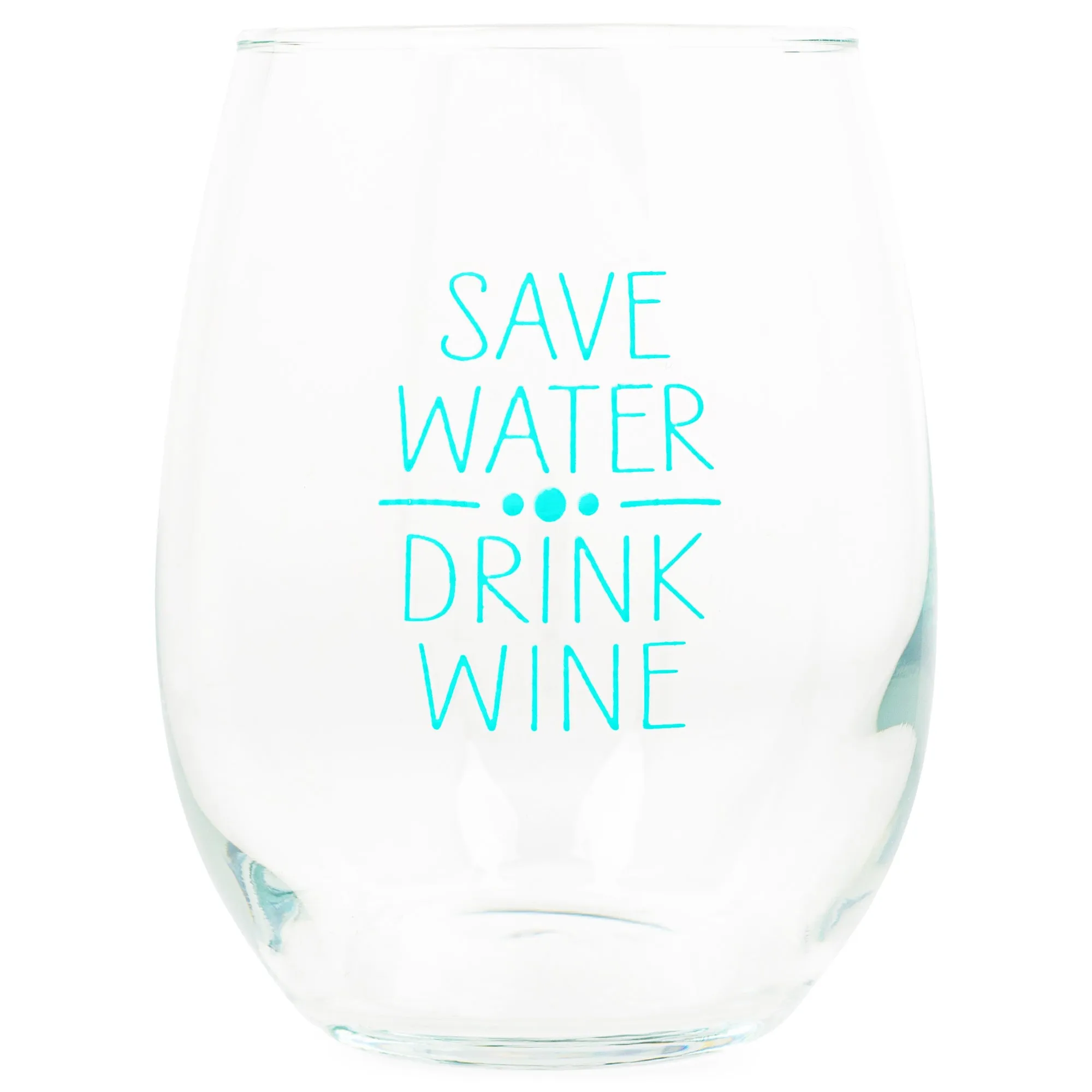 Wino-Saur Blue Dino 14 ounce Glass Stemless Wine Glass