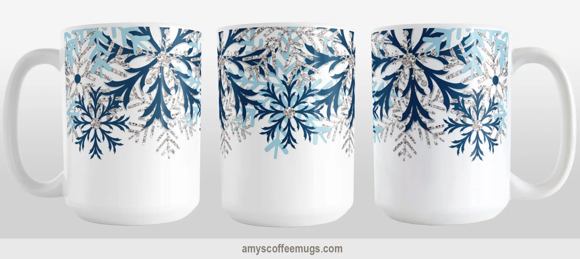 Winter Blue Silver Snowflake Mug