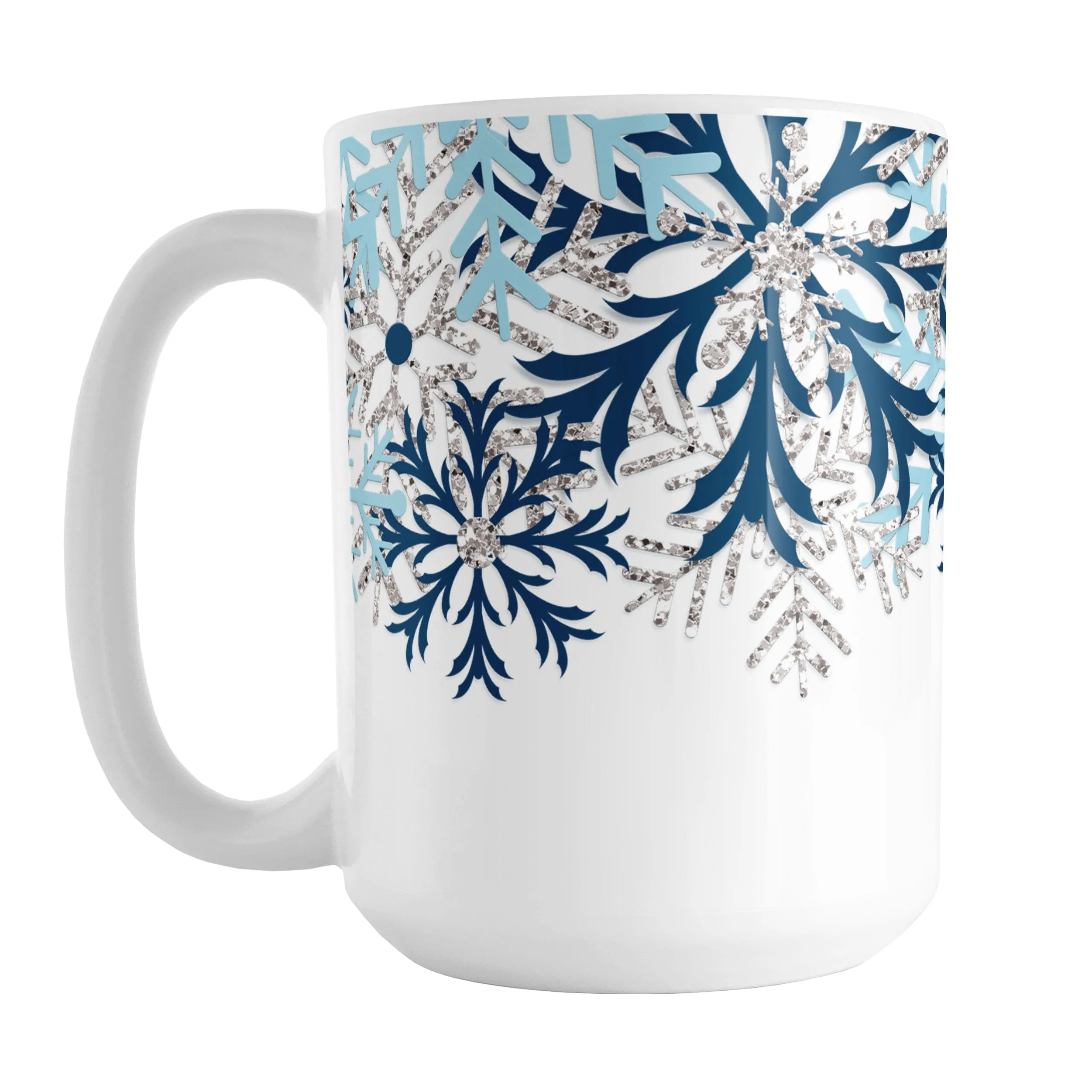 Winter Blue Silver Snowflake Mug