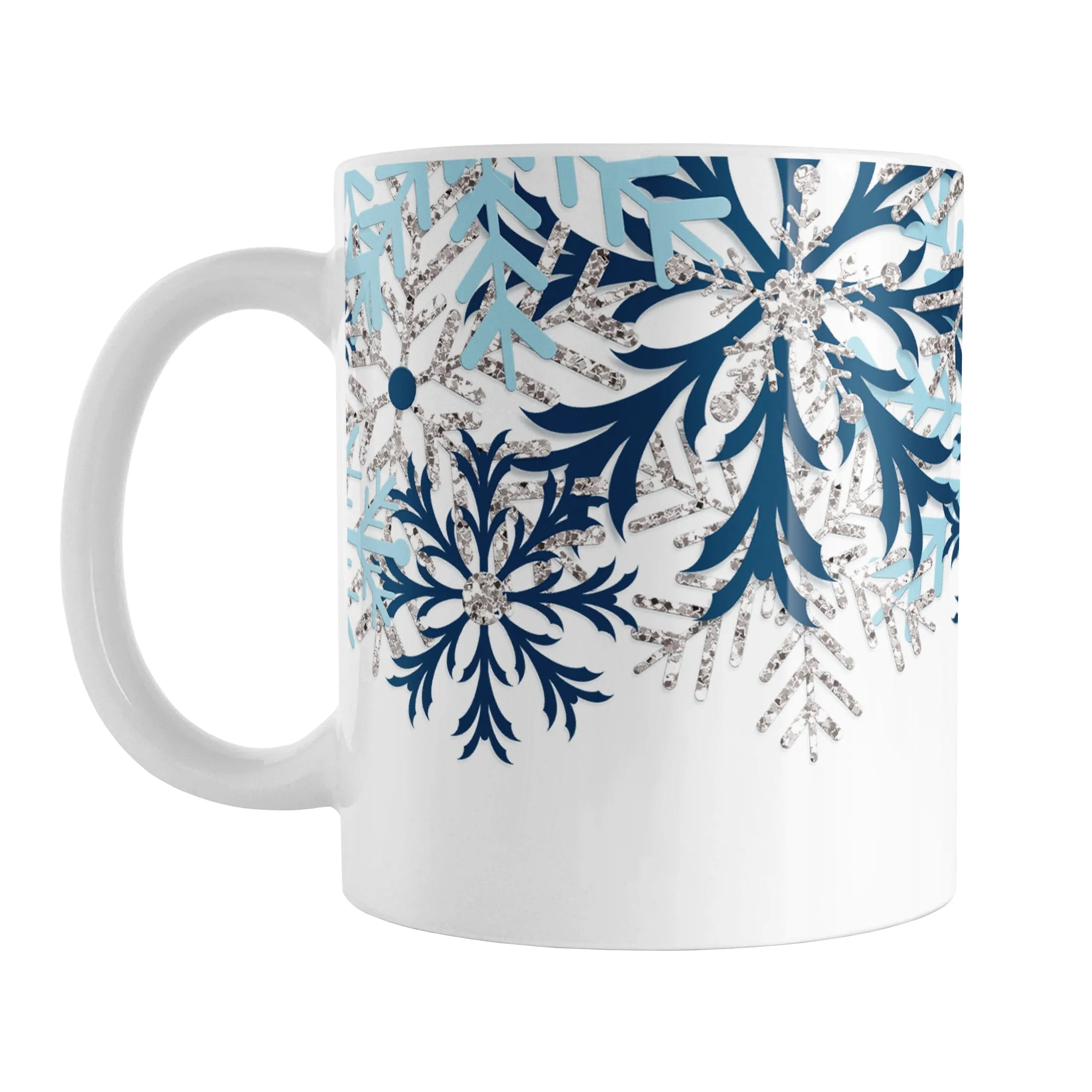 Winter Blue Silver Snowflake Mug