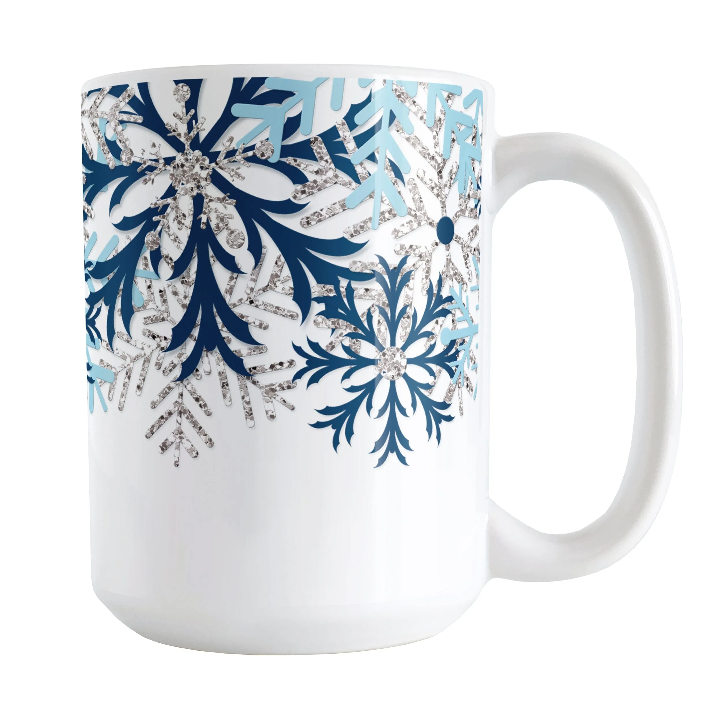 Winter Blue Silver Snowflake Mug