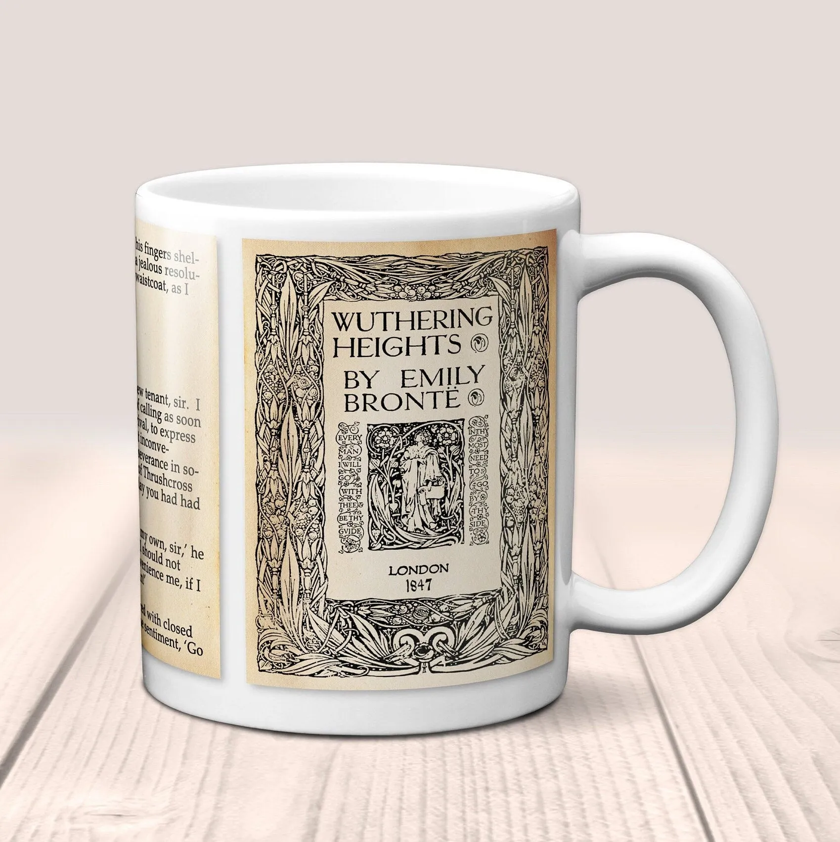 Wuthering Heights by Emily Brontë Mug. Coffee Mug with Wuthering Heights book Title and Book Pages, Bookish Gift, Literary Mug.