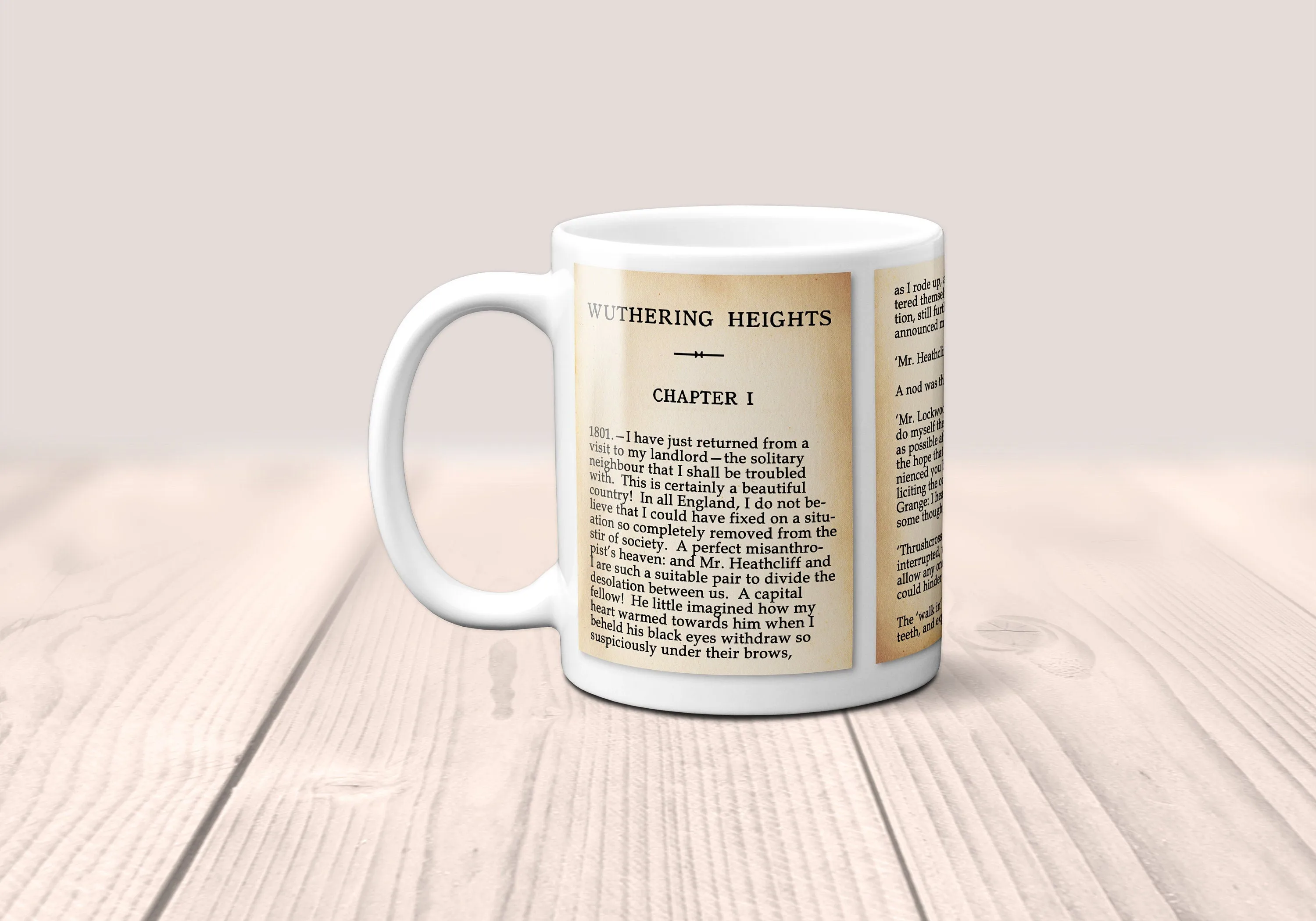 Wuthering Heights by Emily Brontë Mug. Coffee Mug with Wuthering Heights book Title and Book Pages, Bookish Gift, Literary Mug.